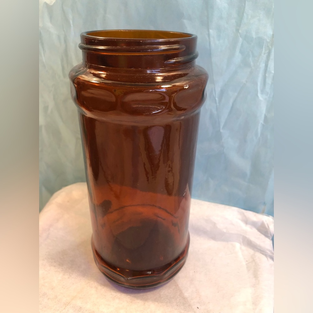 #7024 Vintage MCM Amber Brown Jar Possibly Creamer Jar Vase NO LID